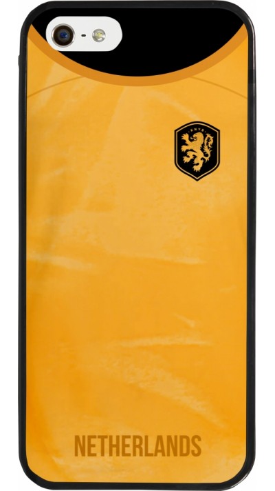 Coque iPhone 5/5s / SE (2016) - Silicone rigide noir Maillot de football Pays-Bas 2022 personnalisable