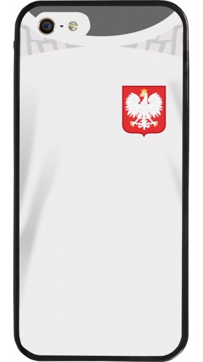 iPhone 5/5s / SE (2016) Case Hülle - Silikon schwarz Polen 2022 personalisierbares Fussballtrikot
