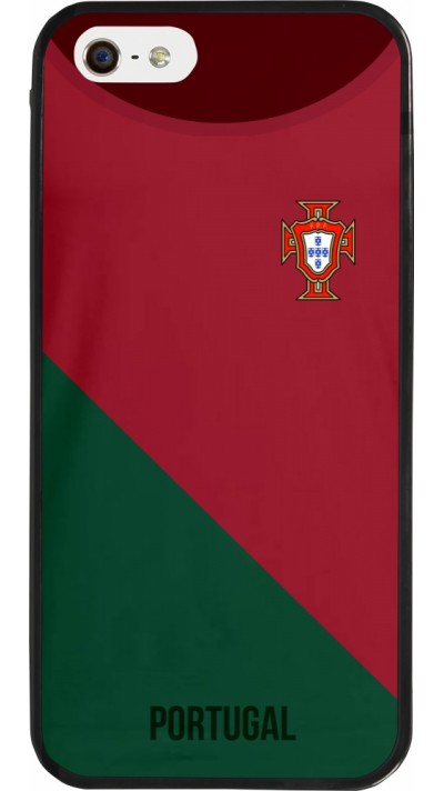 Coque iPhone 5/5s / SE (2016) - Silicone rigide noir Maillot de football Portugal 2022