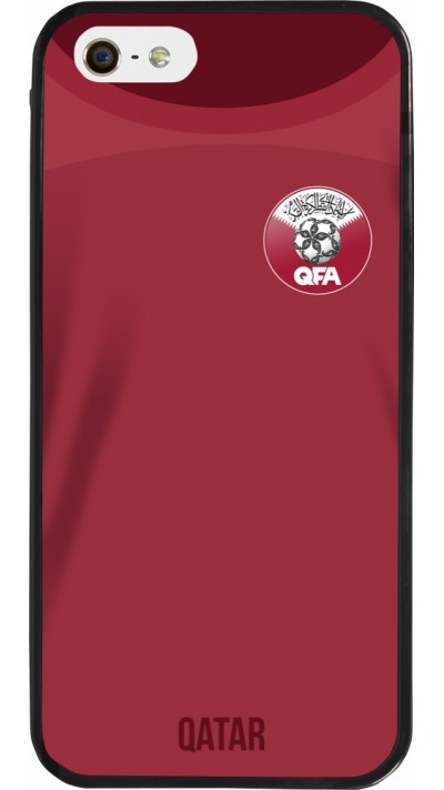 Coque iPhone 5/5s / SE (2016) - Silicone rigide noir Maillot de football Qatar 2022 personnalisable