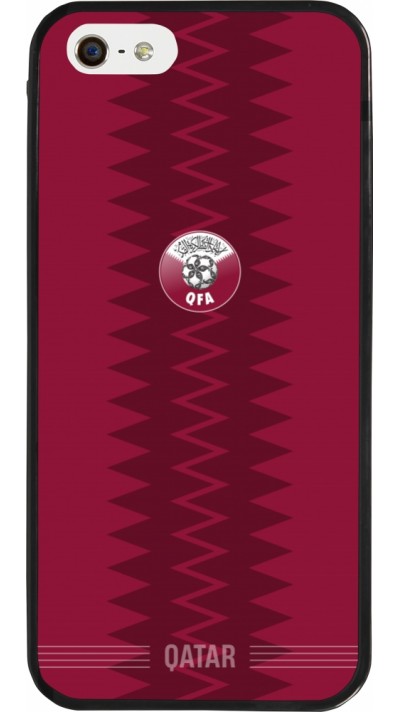 Coque iPhone 5/5s / SE (2016) - Silicone rigide noir Maillot de football Qatar 2026 personnalisable