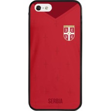 Coque iPhone 5/5s / SE (2016) - Silicone rigide noir Maillot de football Serbie 2022 personnalisable