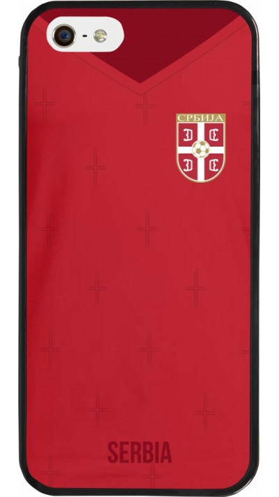 iPhone 5/5s / SE (2016) Case Hülle - Silikon schwarz Serbien 2022 personalisierbares Fussballtrikot