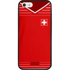 Coque iPhone 5/5s / SE (2016) - Silicone rigide noir Football shirt Switzerland 2022