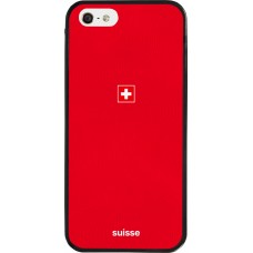 Coque iPhone 5/5s / SE (2016) - Silicone rigide noir Maillot de football Suisse 2026 personnalisable