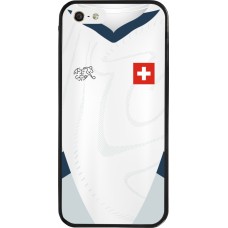 Coque iPhone 5/5s / SE (2016) - Silicone rigide noir Maillot de football Suisse Extérieur personnalisable