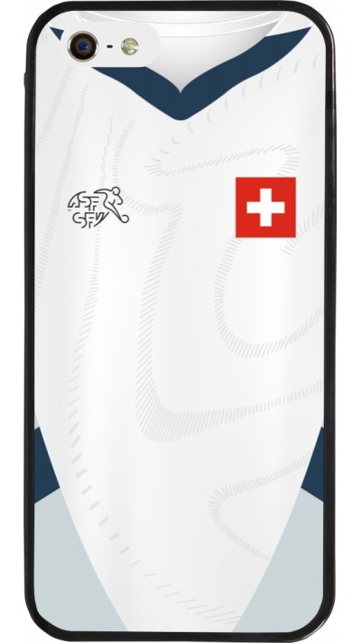 iPhone 5/5s / SE (2016) Case Hülle - Silikon schwarz Schweiz Away personalisierbares Fussballtrikot