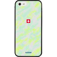 Coque iPhone 5/5s / SE (2016) - Silicone rigide noir Maillot de football Suisse Away 2026 personnalisable