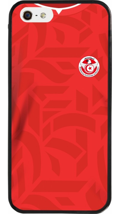Coque iPhone 5/5s / SE (2016) - Silicone rigide noir Maillot de football Tunisie 2022 personnalisable