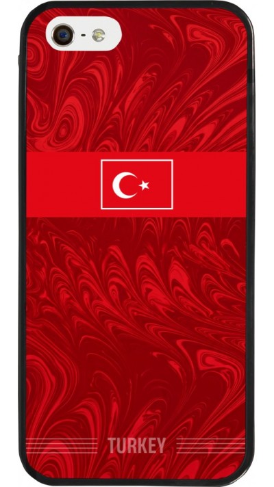 Coque iPhone 5/5s / SE (2016) - Silicone rigide noir Maillot de football Turquie 2026 personnalisable