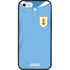 Coque iPhone 5/5s / SE (2016) - Silicone rigide noir Maillot de football Uruguay 2022 personnalisable
