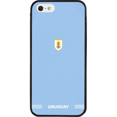 Coque iPhone 5/5s / SE (2016) - Silicone rigide noir Maillot de football Uruguay 2026 personnalisable
