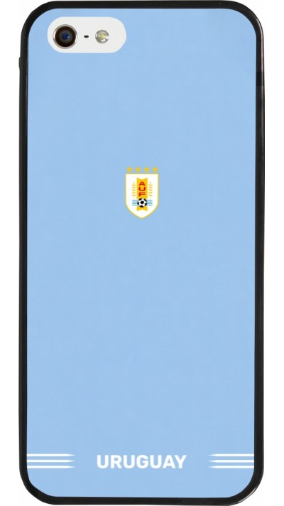 Coque iPhone 5/5s / SE (2016) - Silicone rigide noir Maillot de football Uruguay 2026 personnalisable
