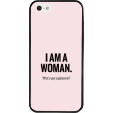 Coque iPhone 5/5s / SE (2016) - Silicone rigide noir I am a woman