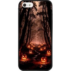 Coque iPhone 5/5s / SE (2016) - Silicone rigide noir Halloween 2025 Road of Terrifying Pumpkins