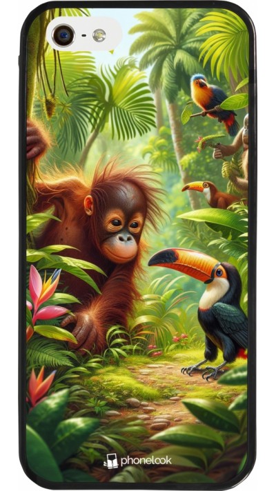 iPhone 5/5s / SE (2016) Case Hülle - Silikon schwarz Tropischer Dschungel Tayrona