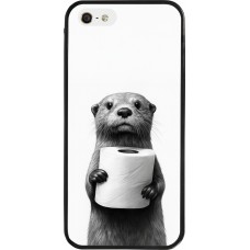 iPhone 5/5s / SE (2016) Case Hülle - Silikon schwarz Otter Toilettenpapier
