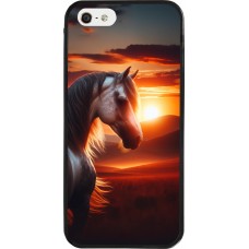 iPhone 5/5s / SE (2016) Case Hülle - Silikon schwarz Majestätischer Sonnenuntergang Pferd