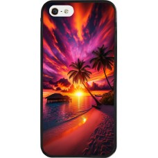 Coque iPhone 5/5s / SE (2016) - Silicone rigide noir Maldives Dusk Bliss