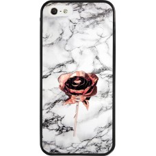 Coque iPhone 5/5s / SE (2016) - Silicone rigide noir Marble Rose Gold