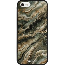 Coque iPhone 5/5s / SE (2016) - Silicone rigide noir Marbre Olive