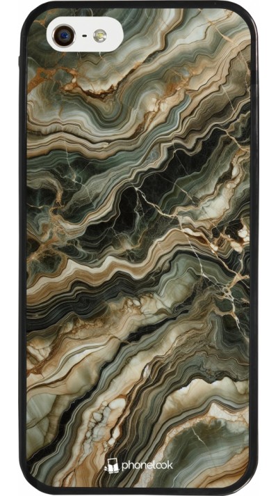 iPhone 5/5s / SE (2016) Case Hülle - Silikon schwarz Oliv Marmor