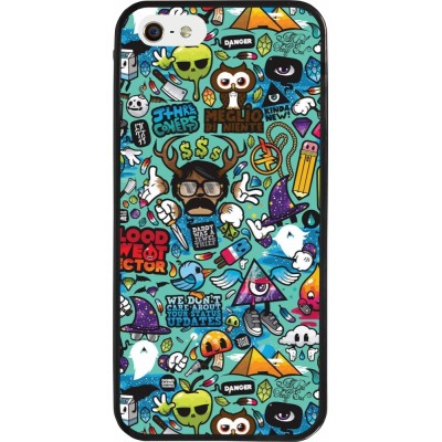 iPhone 5/5s / SE (2016) Case Hülle - Silikon schwarz Mixed Cartoons Turquoise