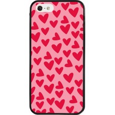 Coque iPhone 5/5s / SE (2016) - Silicone rigide noir Mom 2024 petits coeurs