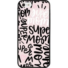 Coque iPhone 5/5s / SE (2016) - Silicone rigide noir Mom 2024 Super mom