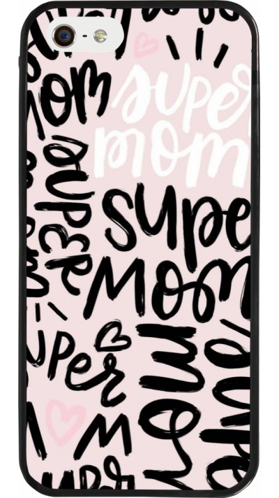 iPhone 5/5s / SE (2016) Case Hülle - Silikon schwarz Mom 2024 Super mom