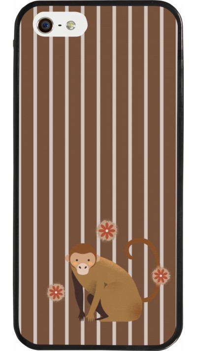 iPhone 5/5s / SE (2016) Case Hülle - Silikon schwarz Monkey with stripes