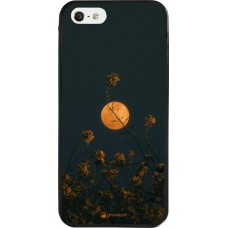 Coque iPhone 5/5s / SE (2016) - Silicone rigide noir Moon Flowers