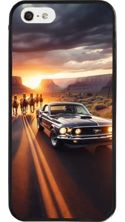 iPhone 5/5s / SE (2016) Case Hülle - Silikon schwarz Mustang 69 Grand Canyon