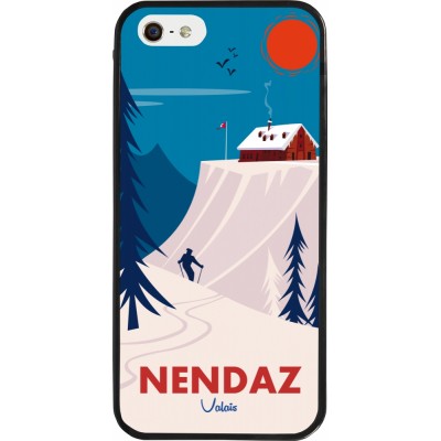 Coque iPhone 5/5s / SE (2016) - Silicone rigide noir Nendaz Cabane Ski