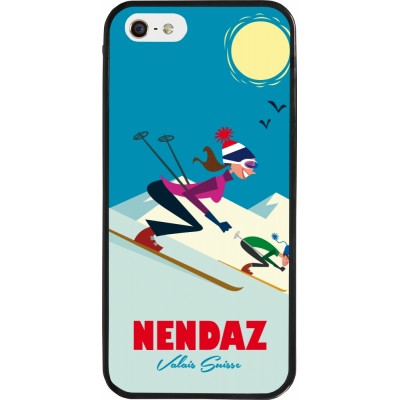 iPhone 5/5s / SE (2016) Case Hülle - Silikon schwarz Nendaz Ski Downhill