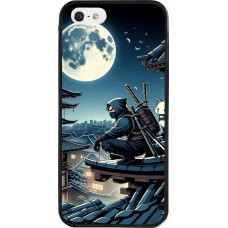 Coque iPhone 5/5s / SE (2016) - Silicone rigide noir Ninja sous la lune