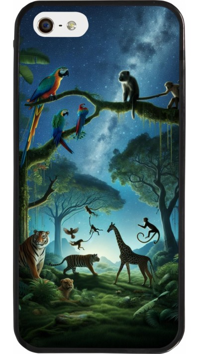 iPhone 5/5s / SE (2016) Case Hülle - Silikon schwarz Paradies der exotischen Tiere