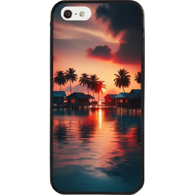 Coque iPhone 5/5s / SE (2016) - Silicone rigide noir Paradis Maldives