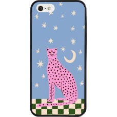 iPhone 5/5s / SE (2016) Case Hülle - Silikon schwarz Pink leopard with stars 2026