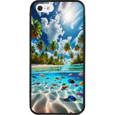 Coque iPhone 5/5s / SE (2016) - Silicone rigide noir Plage Paradis