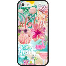 iPhone 5/5s / SE (2016) Case Hülle - Silikon schwarz Preppy Collage Aloha