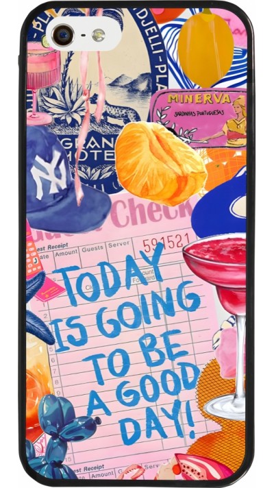 iPhone 5/5s / SE (2016) Case Hülle - Silikon schwarz Preppy Today is Going to be a good day
