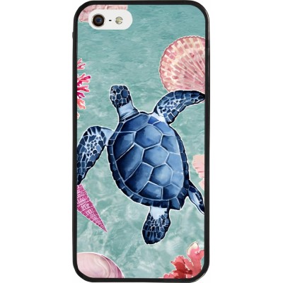 iPhone 5/5s / SE (2016) Case Hülle - Silikon schwarz Preppy Turtle
