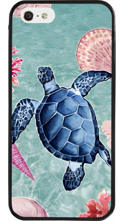 iPhone 5/5s / SE (2016) Case Hülle - Silikon schwarz Preppy Turtle