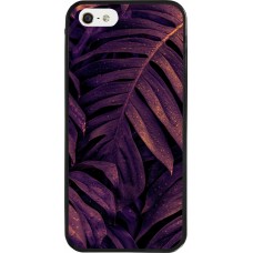 iPhone 5/5s / SE (2016) Case Hülle - Silikon schwarz Purple Light Leaves