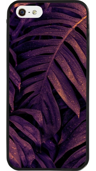 iPhone 5/5s / SE (2016) Case Hülle - Silikon schwarz Purple Light Leaves
