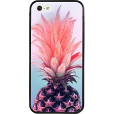 iPhone 5/5s / SE (2016) Case Hülle - Silikon schwarz Purple Pink Pineapple