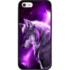 iPhone 5/5s / SE (2016) Case Hülle - Silikon schwarz Purple Sky Wolf