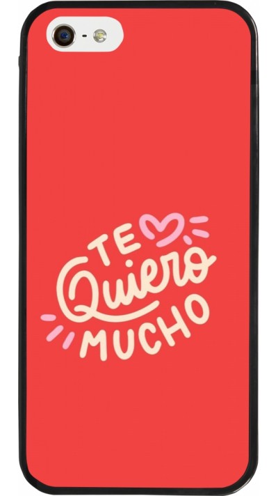Coque iPhone 5/5s / SE (2016) - Silicone rigide noir Saint Valentines Day 26 Te quiero mucho