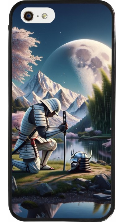 Coque iPhone 5/5s / SE (2016) - Silicone rigide noir Samurai Katana Lune